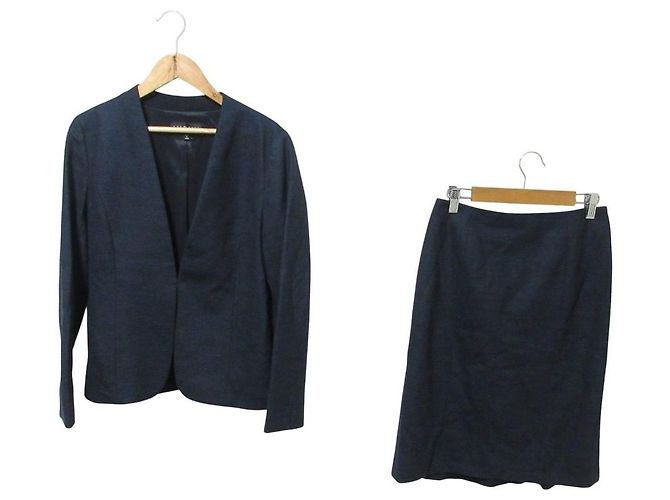 Autre Marque INDIVI No Collar Setup Suit Black Blue Navy blue
