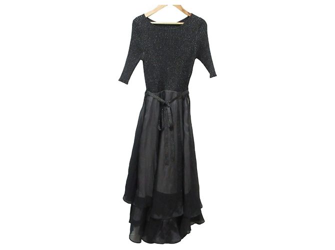 Autre Marque Rirandture Docking Strick-Maxikleid Schwarz