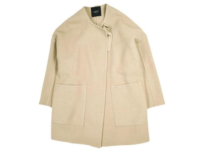 Autre Marque Abrigo sin cuello NUEVO Abrigo de lana Beige Camello