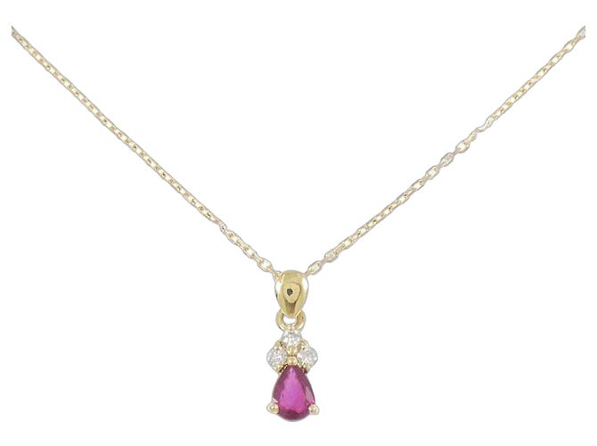 Autre Marque Collana Au750 Rubino e Diamanti D'oro