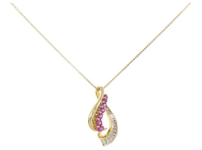 Autre Marque Collana Au750 Rubino e Diamanti D'oro