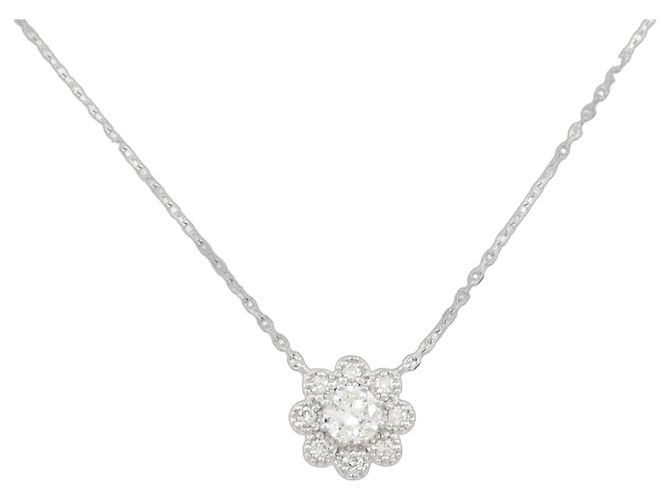 Autre Marque Collana Fiore in Pt e Diamanti Argento
