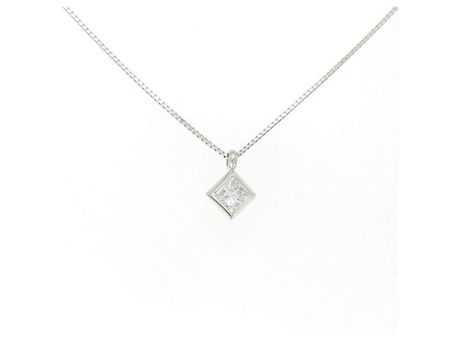 Autre Marque Diamantenhalskette PT900 PT850 Silber