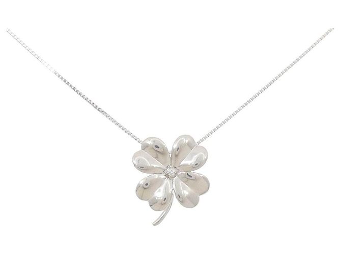Autre Marque Pt900 Pt850 Clover Diamantenhalskette Silber