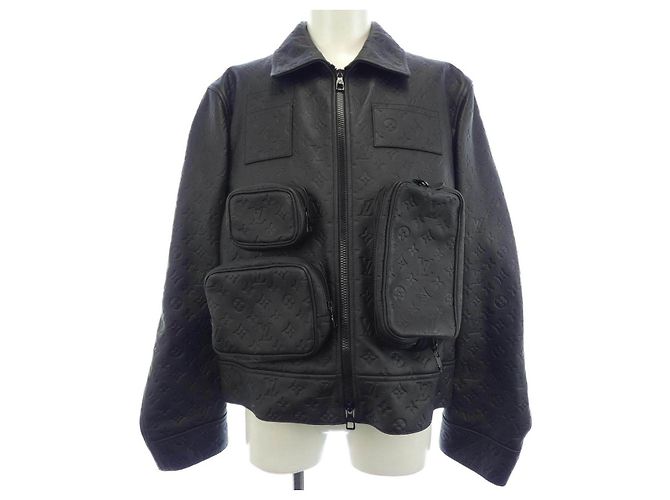 Louis Vuitton Monogram Emboss Utility Calfskin Jacket Black
