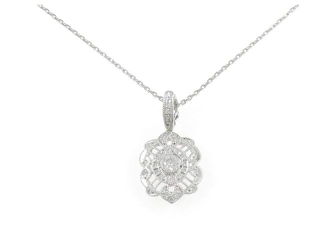 Autre Marque Diamantenhalskette PT900 PT850 Silber