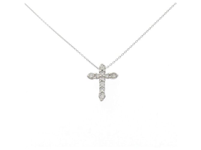 Autre Marque Colar de Diamantes Cruz PT900 PT850 Prata