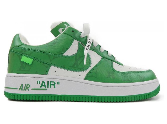 Baskets Louis Vuitton Nike Air Force1 Low Blanc Vert
