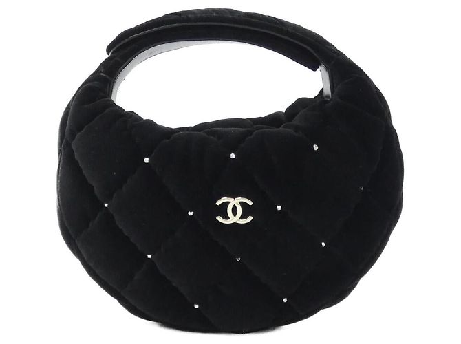 Chanel AP4863 Velvet Pouch Black Golden