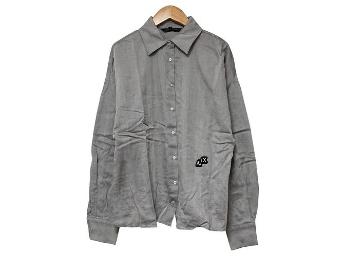 Camisa de manga comprida com padrão espinha de peixe Armani Exchange Marrom