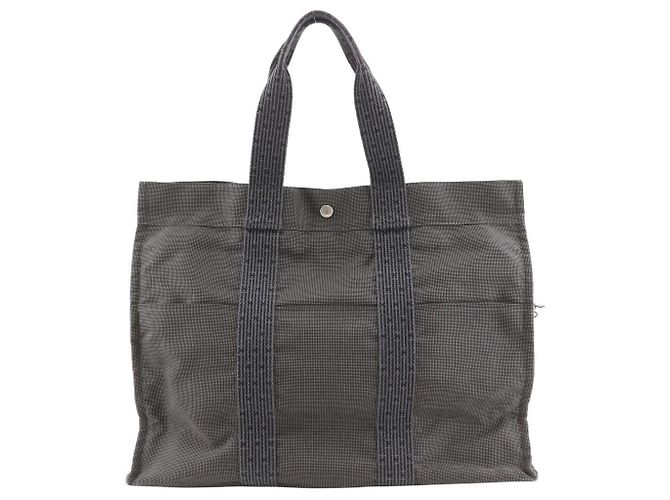 Hermès Sac cabas Hermes Herline GM en toile de nylon Marron