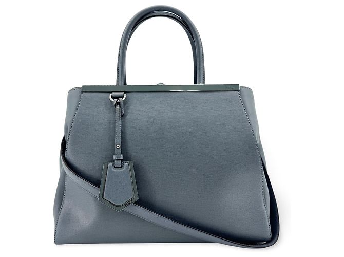 Fendi 2Jours Leather Medium Bleu