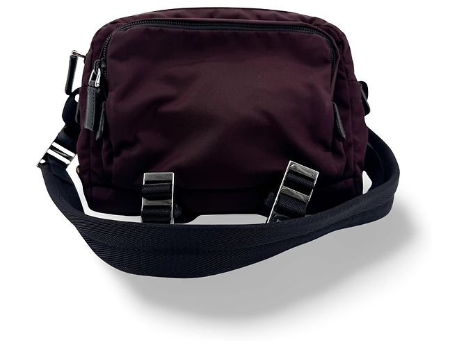 Prada Technical Zip Tessuto Small Bordò