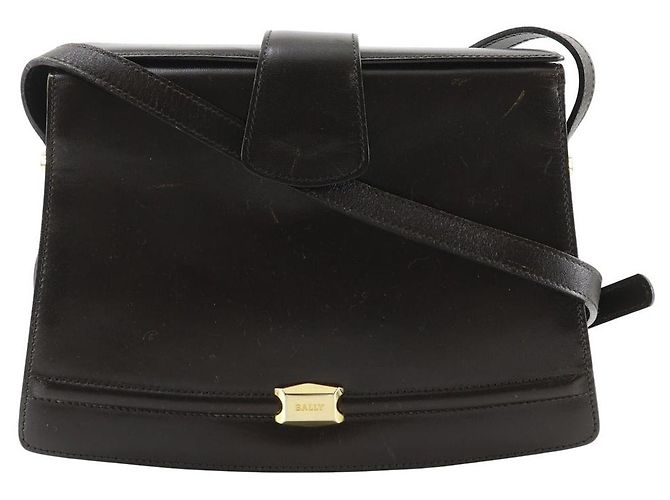 Bolsa de Ombro Bally em Bezerro Marrom Castanho escuro