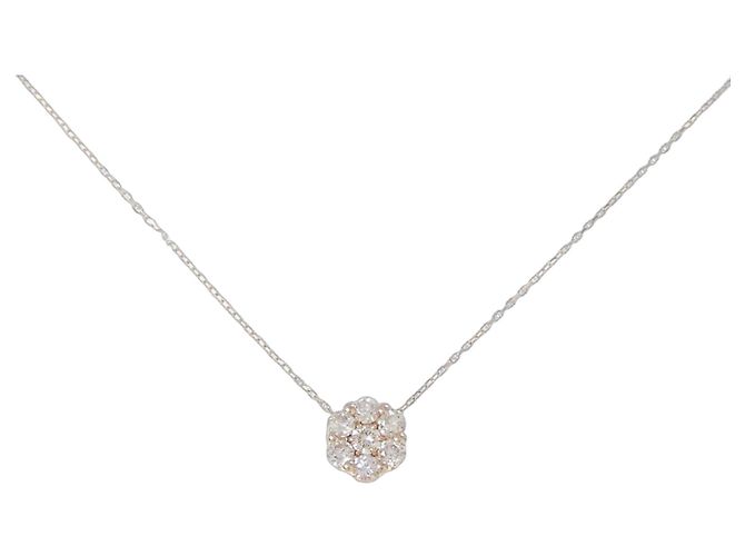 Autre Marque Collana Au750 Fiore e Diamanti Rosa