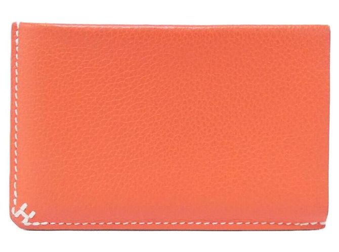 Hermès Ash Sellier Evercolor Card Case Orange
