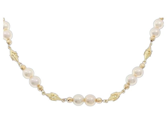 Autre Marque Colar de Pérolas Akoya Au750 Dourado