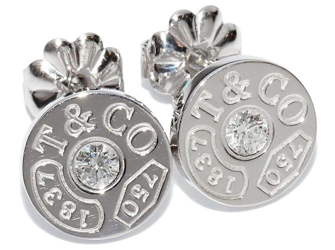 Orecchini Tiffany & Co. 1837 K18WG Diamond Argento