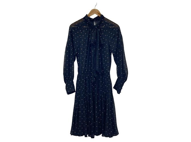 Autre Marque Arpege Story Dot Jacquard Kleid Schwarz