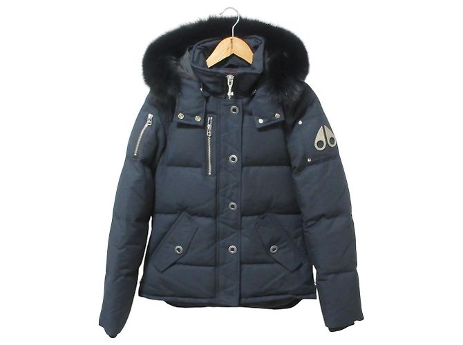 Autre Marque Casaco de Penas com Pele de Raposa Moose Knuckles Azul Azul marinho