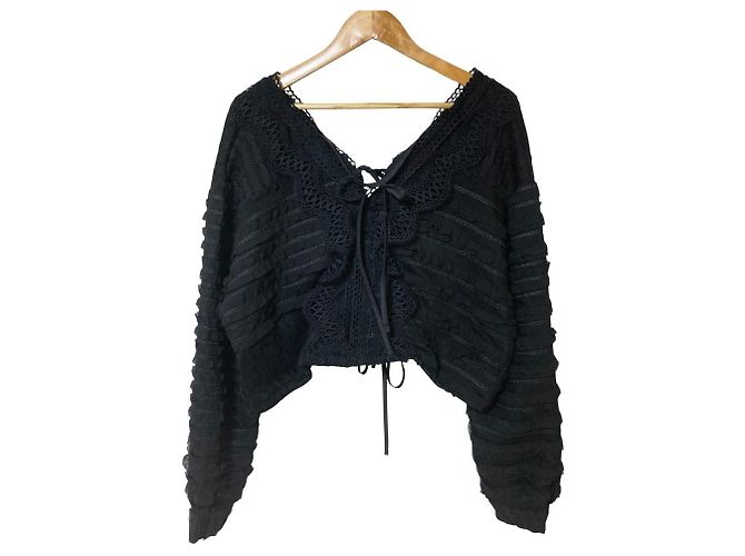 Autre Marque Giacca in maglia con volant MADE BY DINT Nero