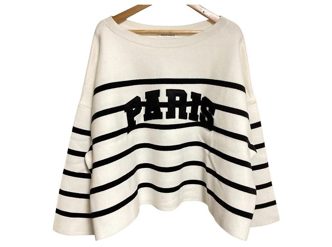 Autre Marque Loungedress Border Logo Knit Pullover Black White