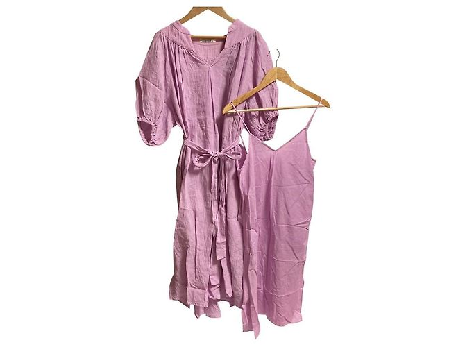 Autre Marque Snidel langes Ramie-Kleid Pink