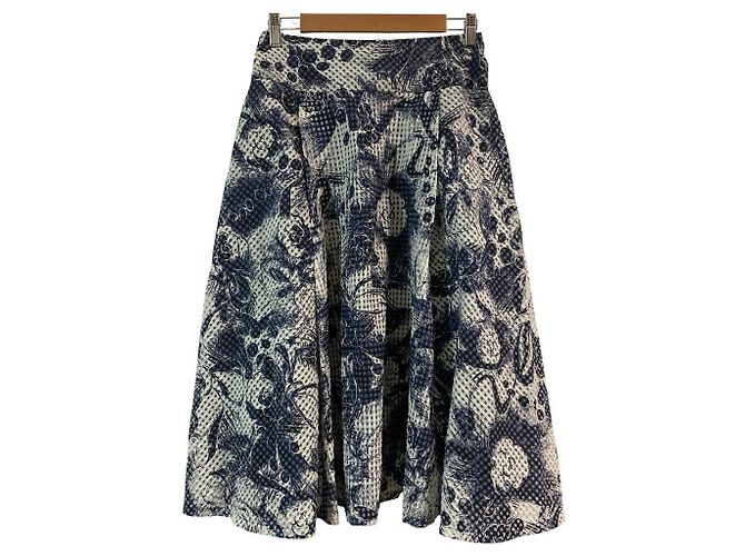 Autre Marque INGEBORG Langer Rock mit Blumen- und Karomuster Weiß
