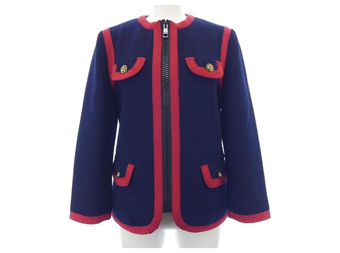 Giacca senza colletto Gucci Blu Blu navy