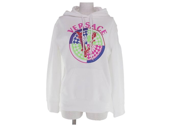 Sudadera con capucha Versace de algodón y nailon Blanco