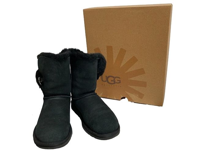 UGG Bailey Button Bling Sheepskin Boots Black