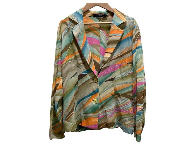 Chaqueta entallada de seda estampada LEONARD Multicolor