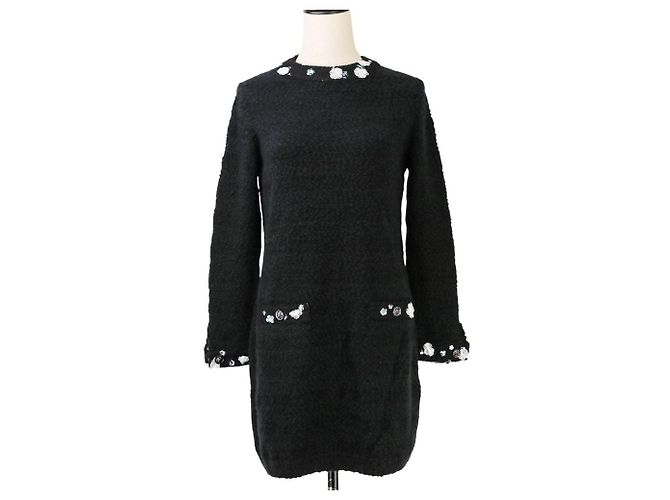 Chanel Coco Mark Kleid aus Kaschmir Schwarz