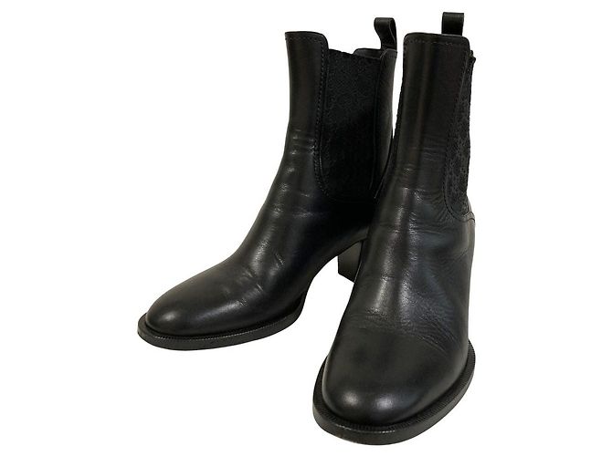 Bottines en cuir Calligraphy Fendi Noir
