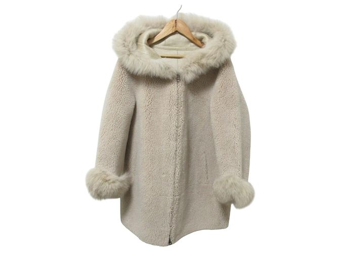 Autre Marque Casaco de Fleece e Pele de Raposa VLAB Bege