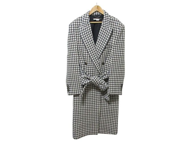 Stella Mc Cartney Stella McCartney Houndstooth Wool Coat Brown White Eggshell Navy blue
