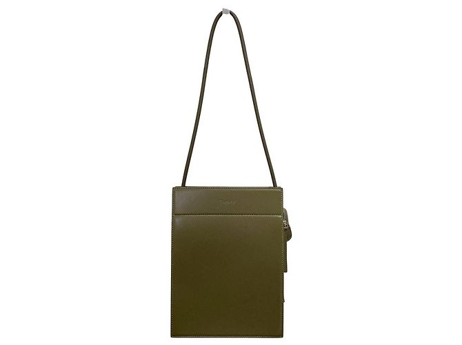 Borsa a tracolla Theory boxcalf flat ns Verde Cachi