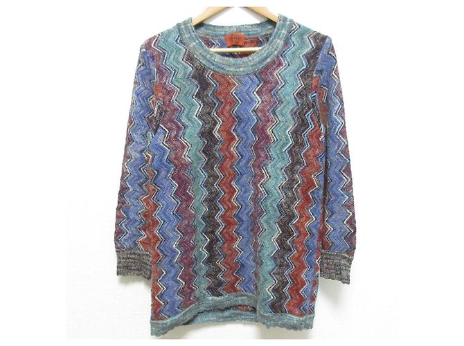 Autre Marque Pull en maille de laine Missoni Chevron Multicolore