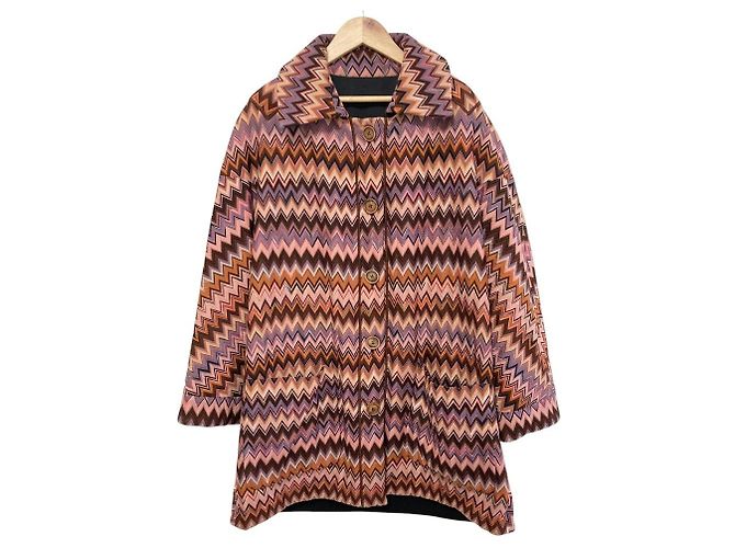 Autre Marque Abrigo reversible Missoni Chevron Negro Rosa