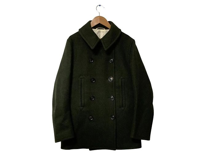 Autre Marque DRESSTERIOR Wool Double-Breasted Stand Collar Coat Green Khaki