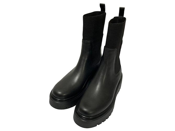 Autre Marque Bottes en maille côtelée Side Gore CORSO ROMA 9 Noir