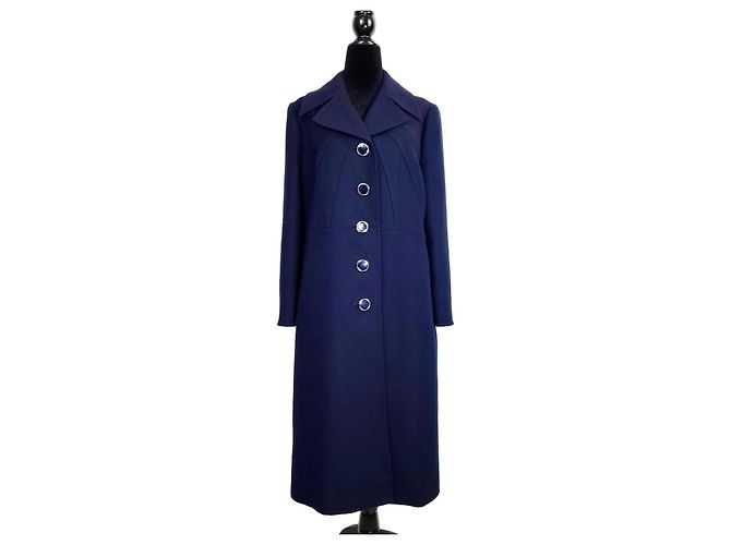 Max Mara Cappotto in Lana Blu Anni '60 Blu scuro