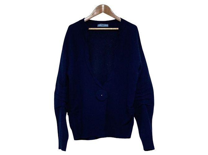 Prada Wool Cashmere Sweater Blue Navy blue
