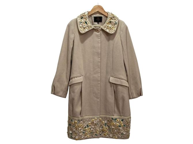 Autre Marque Abrigo de lana TOCCA Flower Beige