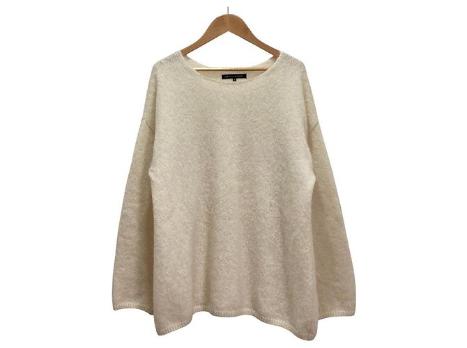 Autre Marque Pullover de malha de alpaca escovada 23ku Branco