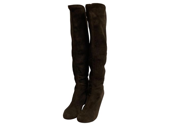 Autre Marque Botas acima do joelho em camurça elástica FOXEY Marrom