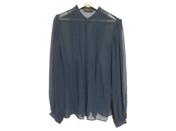 Autre Marque TOMORROWLAND collection Seidenchiffon-Bluse Blau Marineblau
