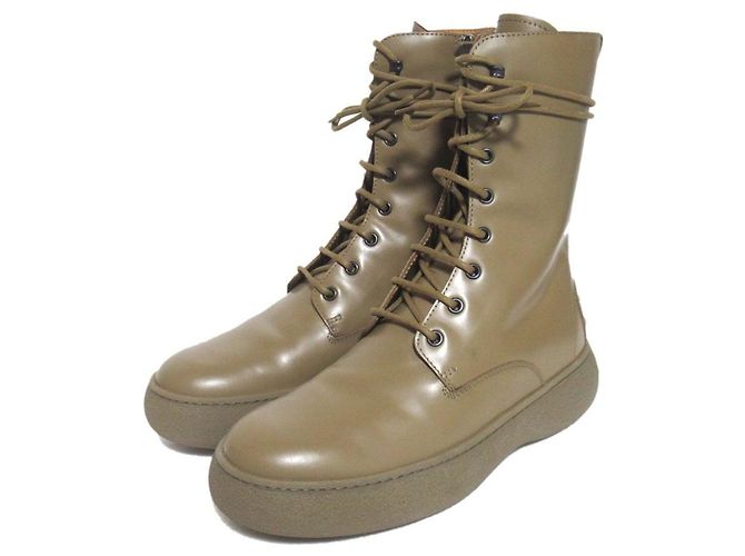 Bottines courtes en cuir Gommini TOD'S Beige