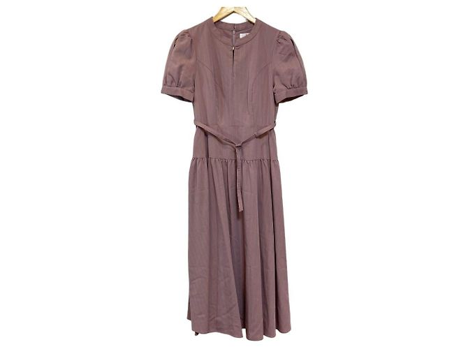 Autre Marque Vestido evasê com cinto e riscas Pin-Stripe Herlipto Roxo