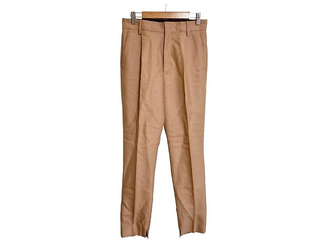 Autre Marque HAVEL studio FORMAL PANTS Calças de Lã e Seda Bege